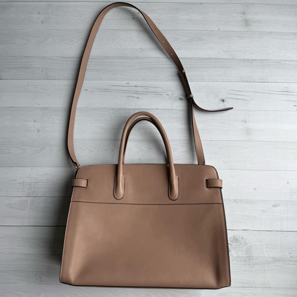 Cuyana Made In Italy Work Satchel in Quartz with Gold Hardware